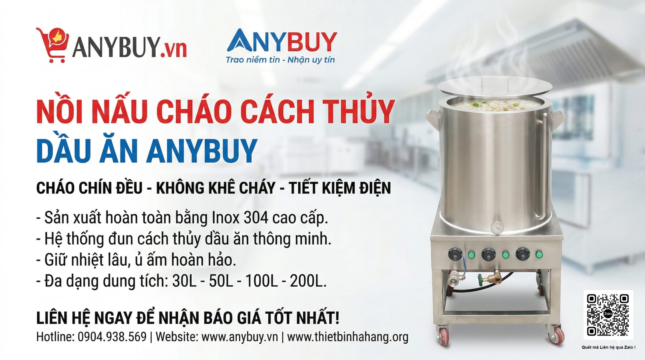 Vai trò nồi cháo cách thủy dầu ăn thương hiệu ANYBUY