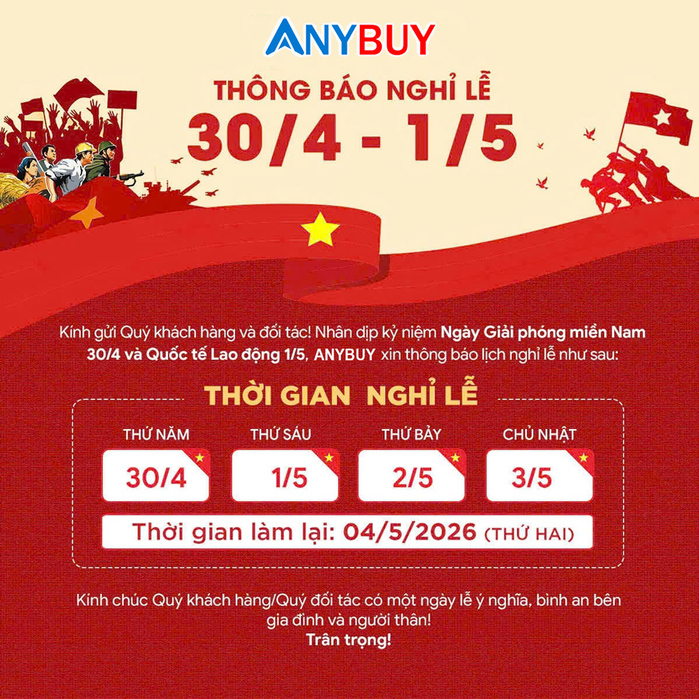 THÔNG BÁO NGHỈ LỄ GIẢI PHÓNG MIỀN NAM 3004 QUỐC TẾ LAO ĐỘNG 0105