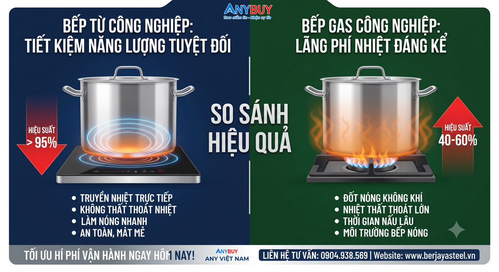 Giải Pháp Tối Ưu Chi Phí Bếp Từ Công Nghiệp Thay Thế Bếp Gas