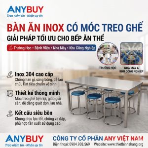Bàn Ăn Inox Có Móc Treo Ghế
