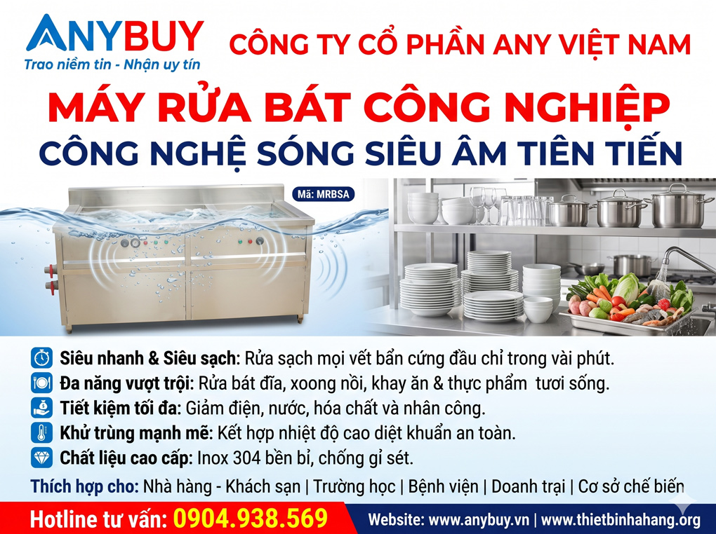 Máy Rửa Bát Công Nghiệp Công Nghệ Sóng Siêu Âm